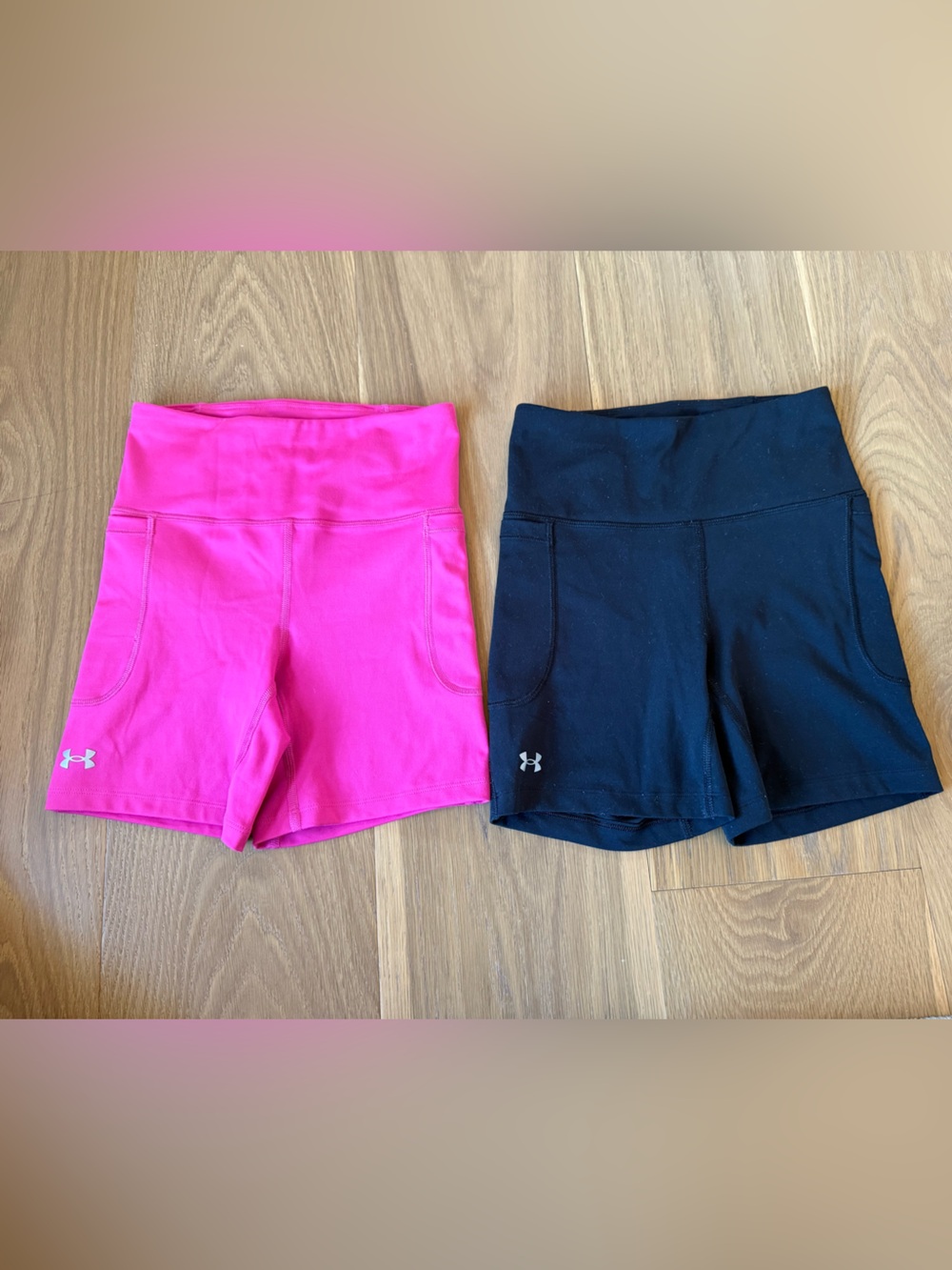Under Armour Pink and Black Women's Athletic Shorts Duo